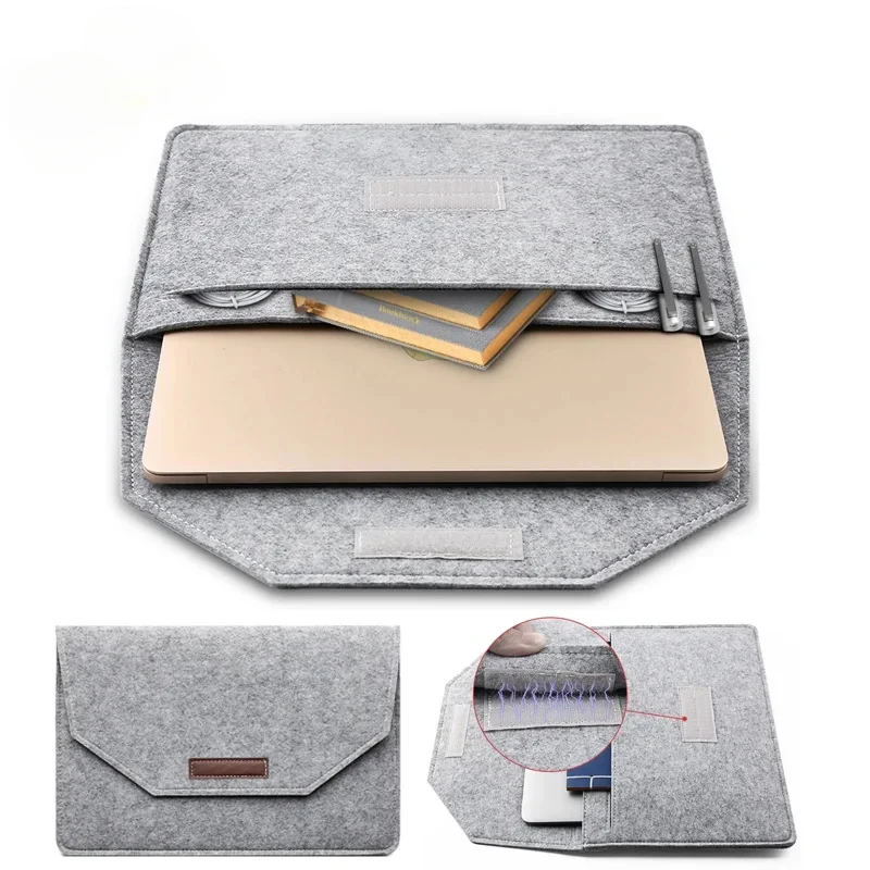 12/13.3/14/15/15.6/16 inch Laptop Sleeve Felt Ultralight Notebook Tablet Pad Case Multi-pocket Pouch Bag Briefcases For Macbook