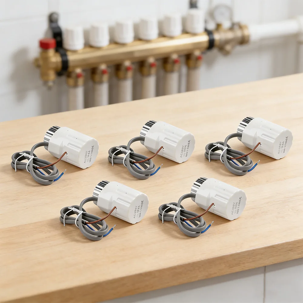 5PCS Electric Actuator Valve M30x1 5mm 230V Normally Closed for Efficient Floor Heating and Radiator Applications