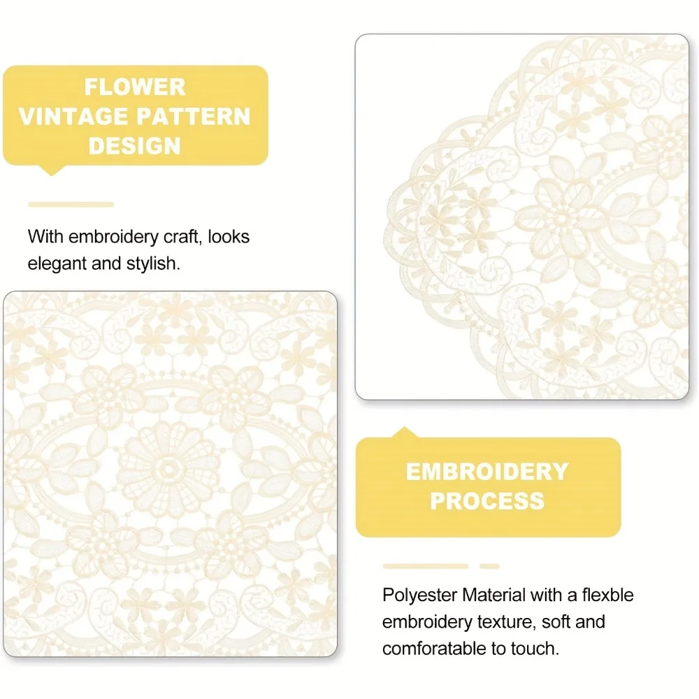 Vintage 30*45cm Lace Table Mat Flower Embroidery Napkin Placemat Lace Table Cloth Embroidered Dining Table Cover Beside Table