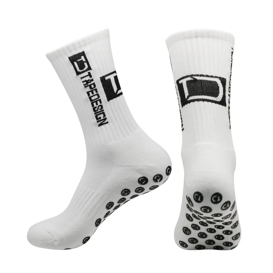 Calcetines de Ciclismo de fútbol para hombre y mujer, medias medianas, parte inferior de toalla de silicona, antideslizantes, para correr, 39-45