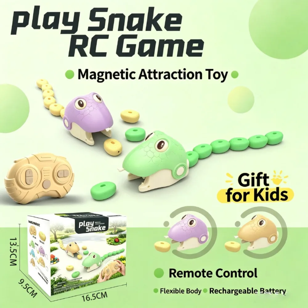 2 Player Competitive Greedy Snake Toy Remote Controlled Magnetic Suction Interactive Game APP Enabled Magnetic Force Battle Toy