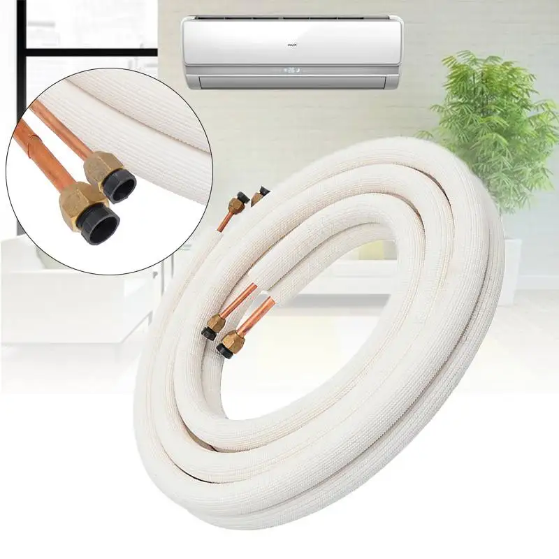 1/2/3/4/7m Insulated Copper Pipe 1/4\'\' 3/8\'\' Air Conditioner Pipes Fittings Pair Coil Tube Split Line Wire Set Air Conditioner