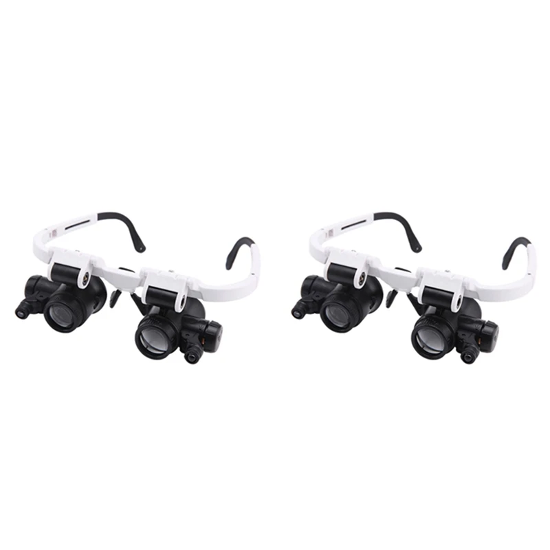 2Pcs 9892H-1 Spectacle Magnifier Multifunctional Headband Magnifying Glasses With Light With 8X 15X 23X Lens