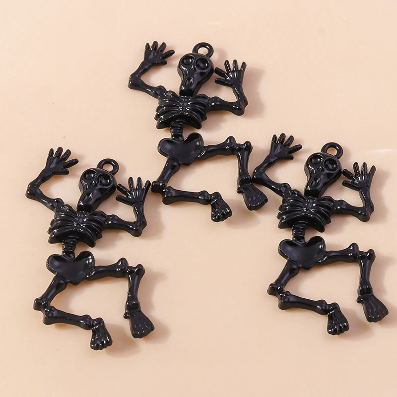 Leslie 5 Stück/Set 28*50mm Legierung Metall Skelett-Anhänger für Ohrringe Halsketten Halloween-Anhänger Armbänder Herstellung DIY Schmuck Geschenke – Detail 3