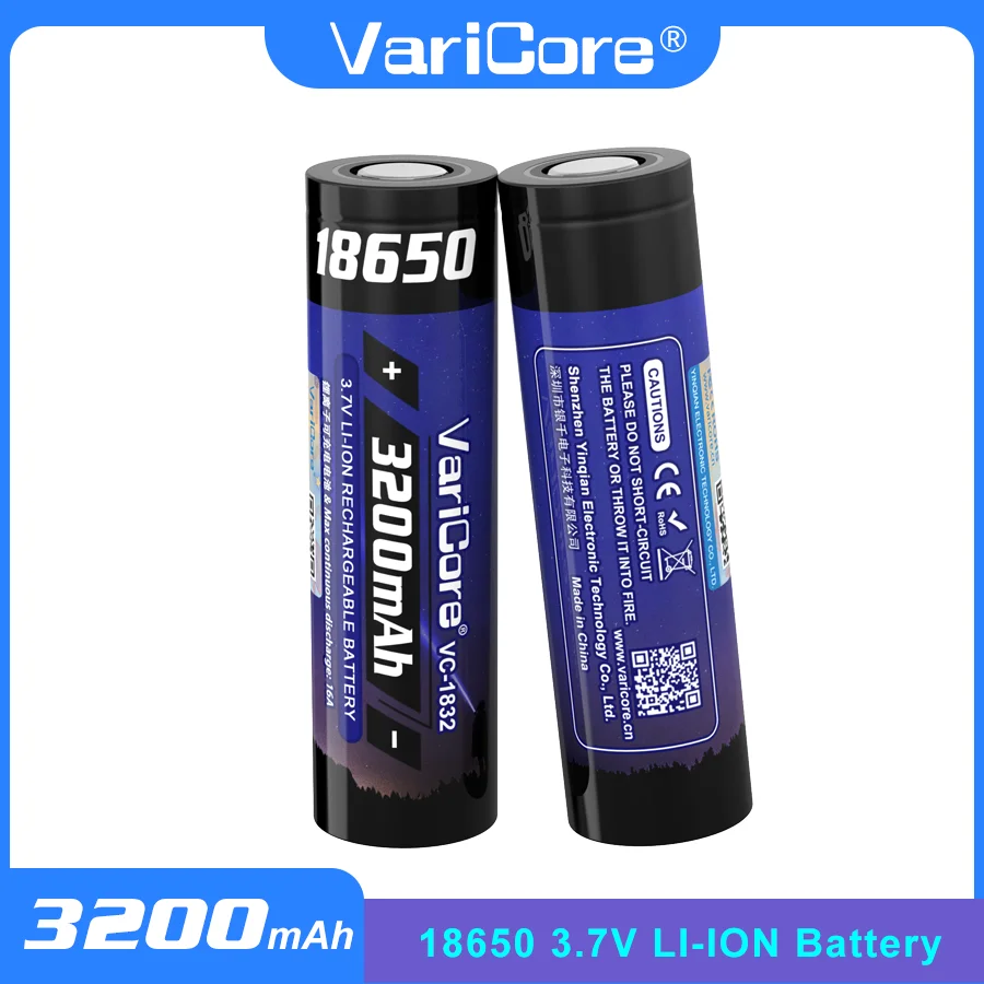 

VariCore VC-1832 18650 3,7 В 3200 мАч литиевая аккумуляторная батарея большой емкости для фонариков и устройств питания