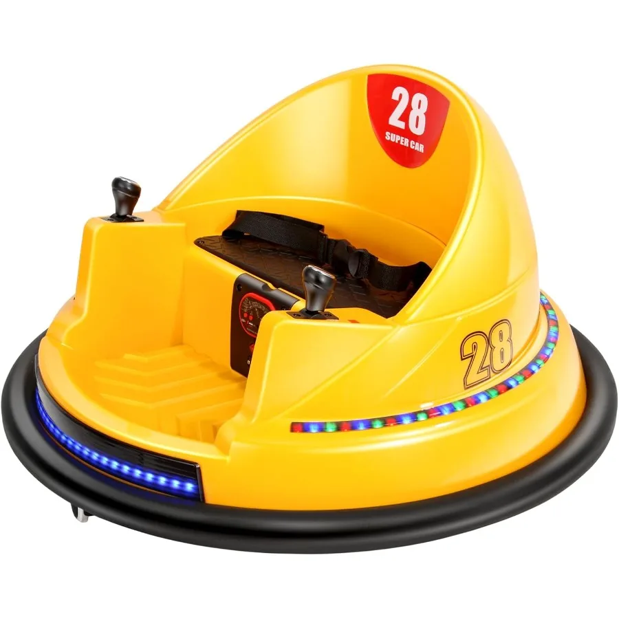 Giocattolo da corsa 6V Elettrico Giro sul paraurti Auto Veicolo Telecomando 360 Spin Numeri fai da te 00-99 Certificato ASTM Giallo6v Giallo