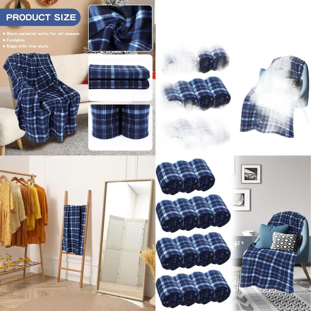 

Набор из 15 мягких флисовых пледов в клетку, 50x60 дюймов, легкие и теплые, для дивана, кровати, офиса, путешествий