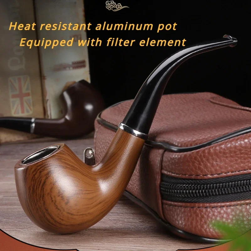 Classic Wood Grain Resin Tobacco Pipe Chimney Filter Smoking Pipes Tobacco Pipe Cigar Gifts Men\'s Gift Grinder Smoke Mouthpiece