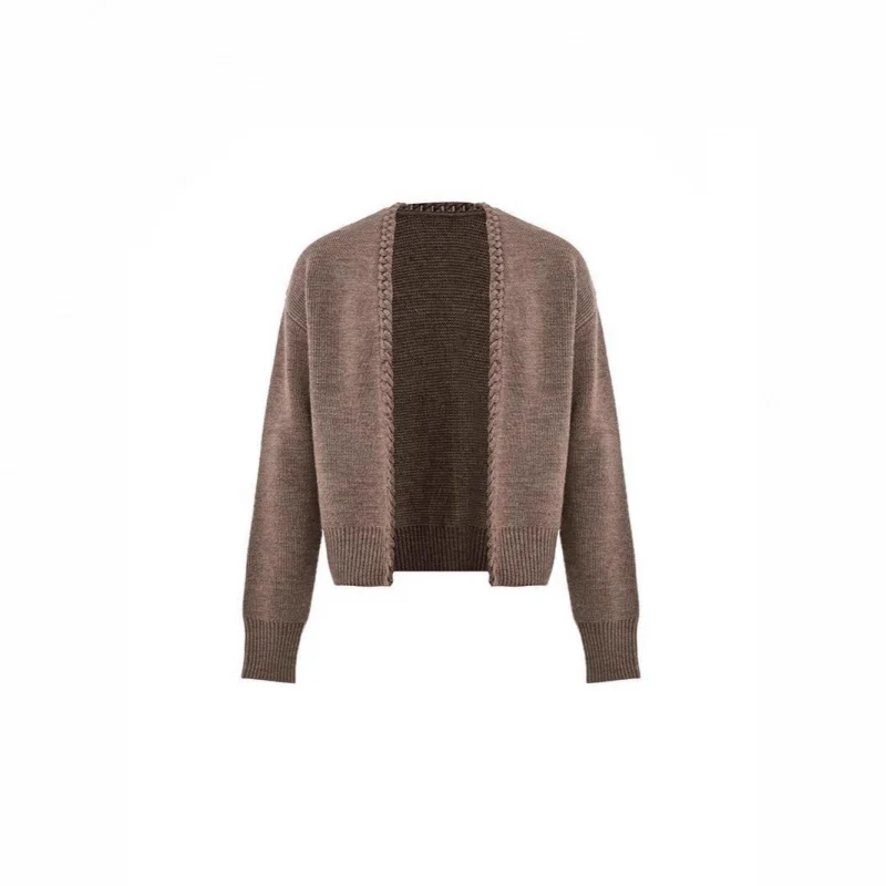 2025 الربيع والخريف جديد بلون الخامس الرقبة سترة مشغولة من الصوف الرجال موضة عادية معطف شتاء #4