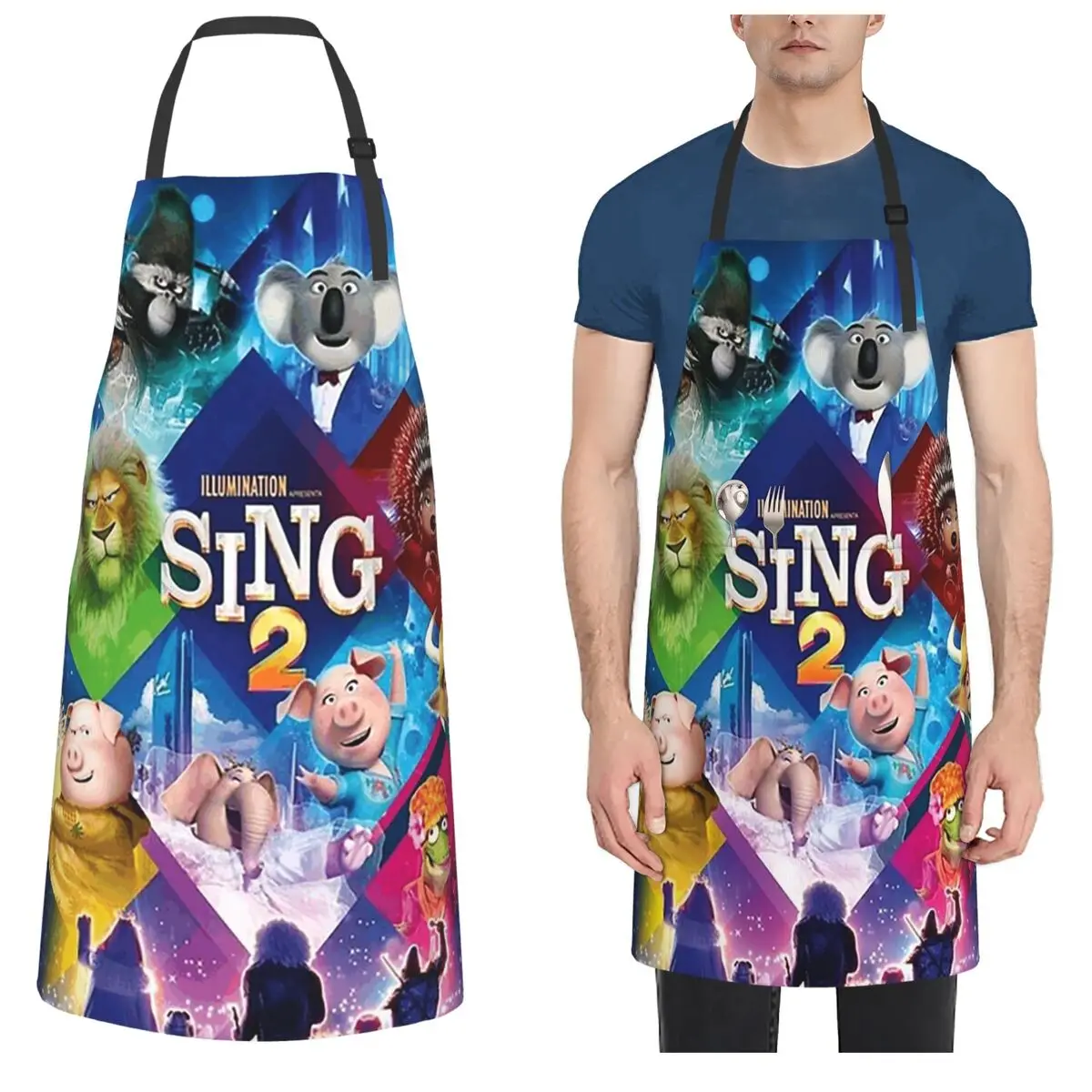 

Movie Sing Aprons Chef Cooking Cuisine Tablier Sleeveless Bib Kitchen Cleaning Pinafore for Women Men Painting