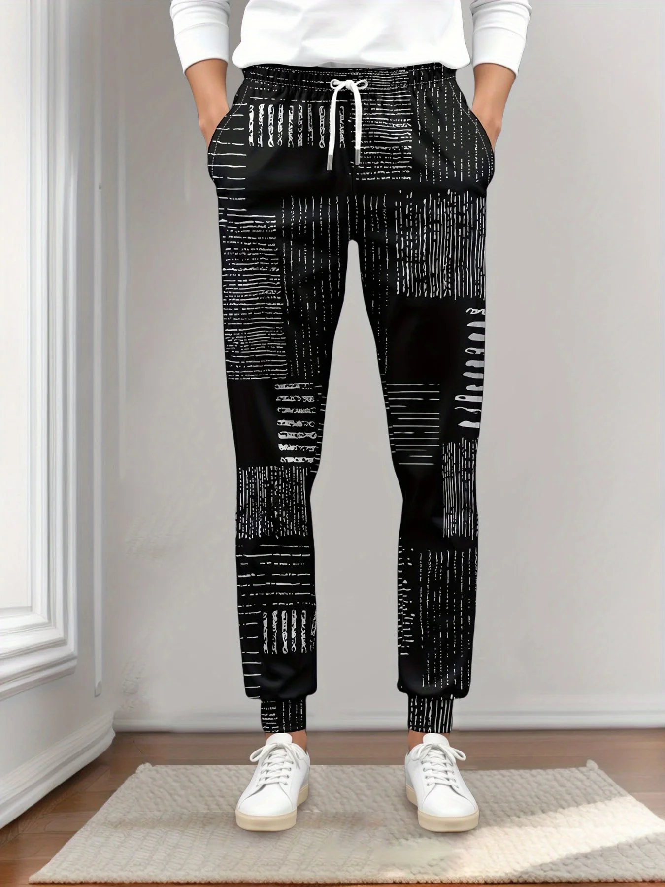 

Мужские спортивные штаны 2025 года, модные полосатые джоггеры с принтом, облегающие брюки, повседневные брюки для отдыха с карманами, осенне-зимняя уличная одежда