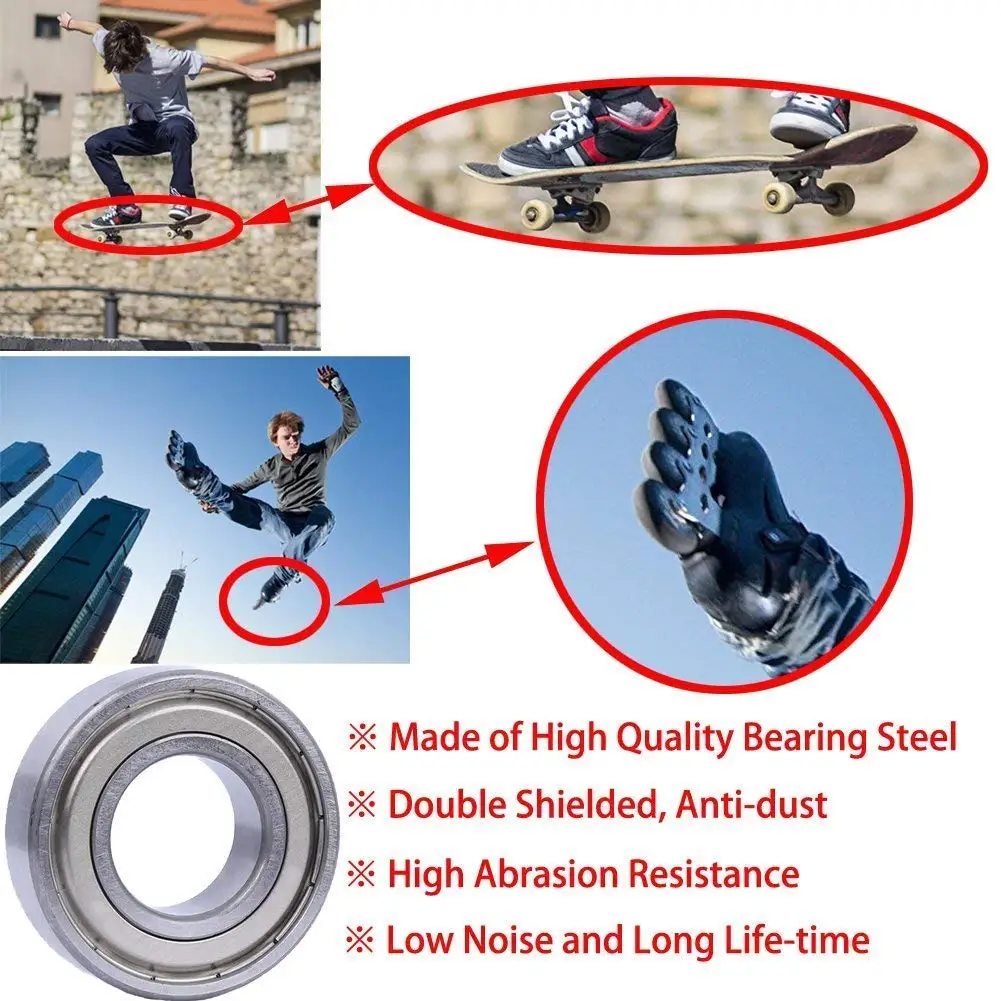 لوح مصغر ذو حماية مزدوجة ، لوح تزلج عميق ، معدن ، من من من من نوع ZZ ، 608Zz ، 8x22x7 ، 25