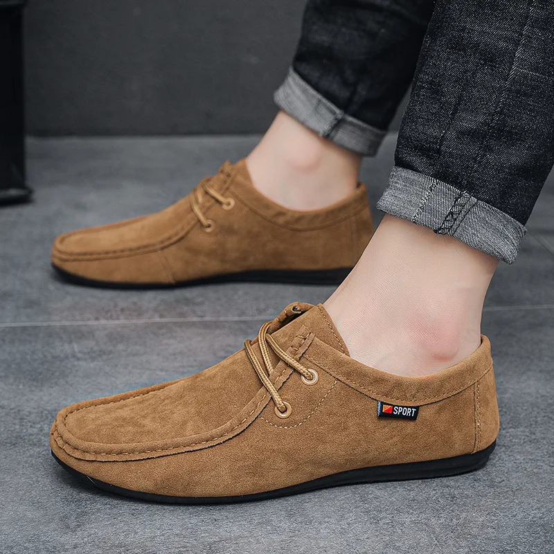 

Men's Loafers Lace Up Suede Work Shoes 2025 Autumn New Formal Shoes Outdoor Walking Leisure Business Man Casual Shoes Zapatos