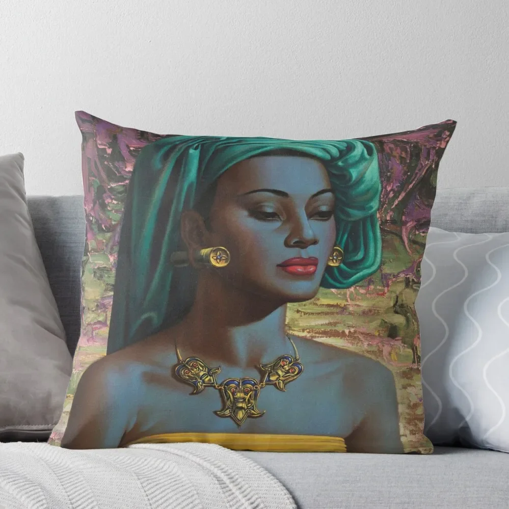 Vladimir Tretchikoff Vintage Painting, Famous Art reproduction, African Fashion Illustration Throw Pillow pillow cover christmas