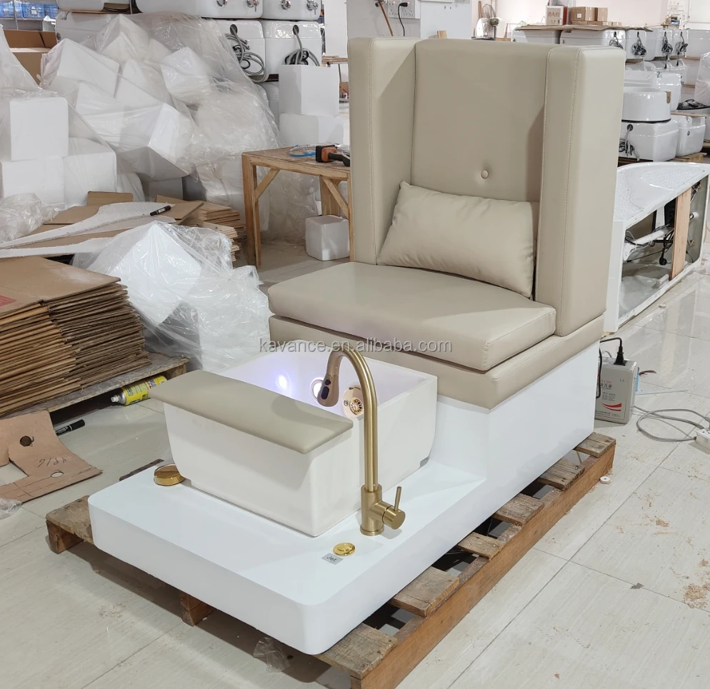 Modern Luxury Professional Manicure Massage Foot Spa Pedicure Chair White Gold Jet Pump for Nail Salon