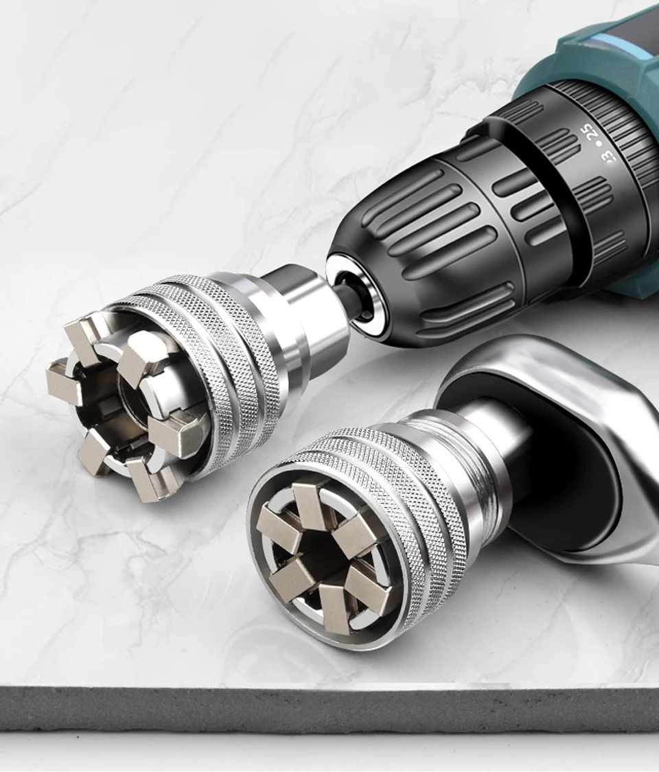 Universalmuffe 3/8 Zoll 10-19 mm Verstellbarer Sechskant-Universalsteckschlüssel Drehmoment-Ratschenschlüssel Kopf Spannerhülse Reparaturwerkzeug – Detail 2