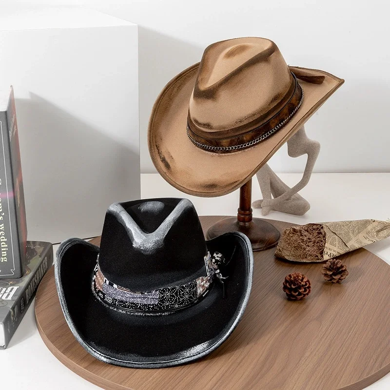 Couples’ Wide-Brim Western Cowboy Hats, Sun-Protective Retro Classic Jazz Hats, Couples’ Gift Hats, Retro Rider Hats