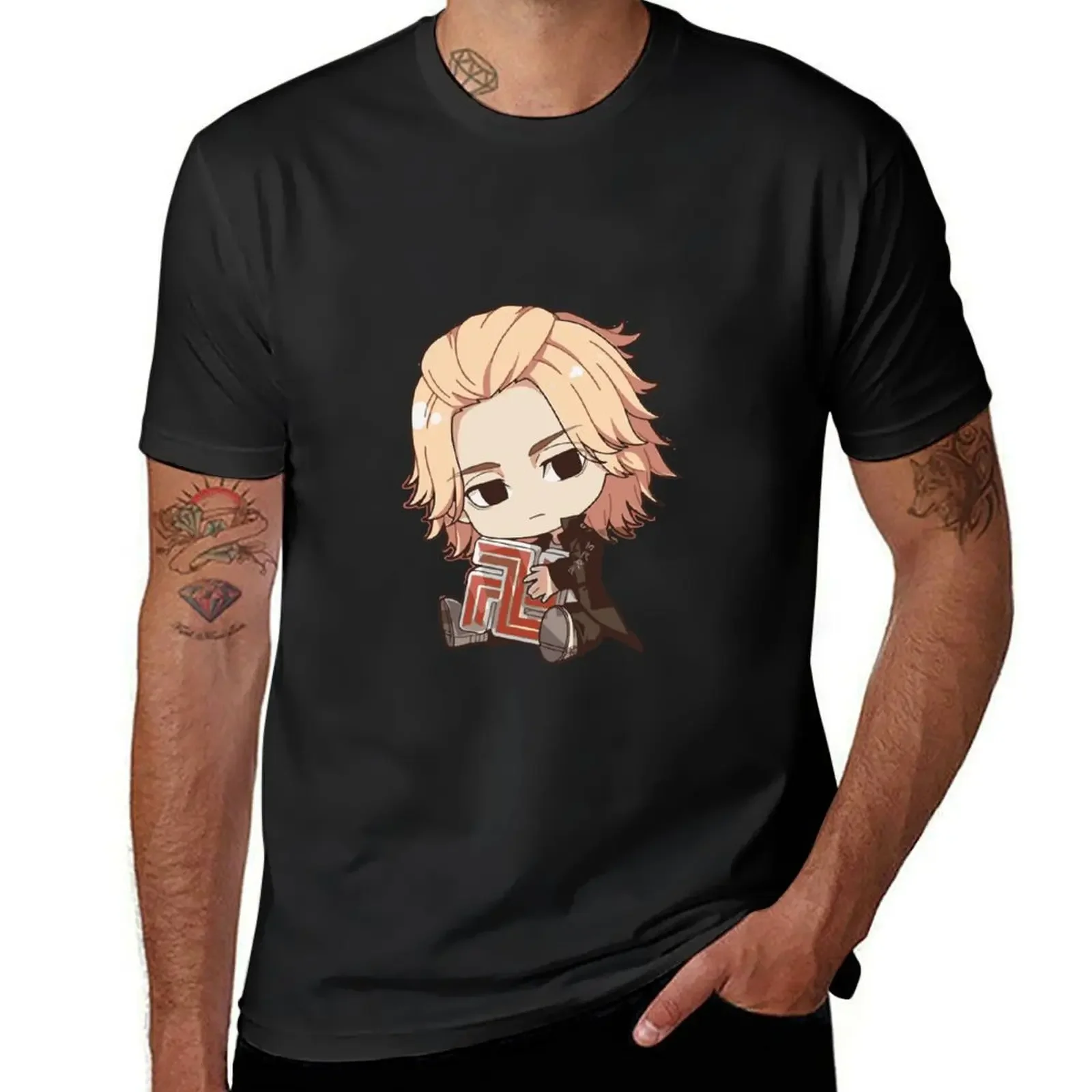 draken mikey chibi sticker - doraken tokyo, R T-Shirt graphic tee shirt Blouse plus sizes cute clothes plain black t shirts men