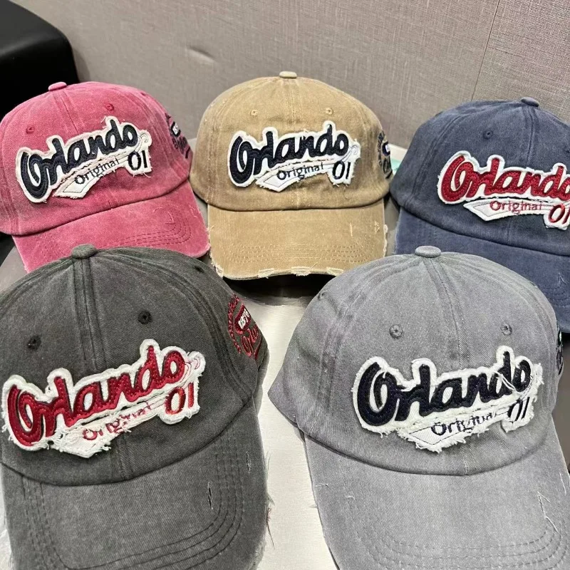 Новая старая бейсболка в американском стиле ретро, модная английская рваная кепка с вышивкой, женская шляпа для маленькой пары, трендовая бейсболка