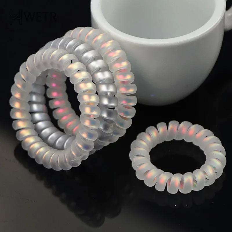 Fashion Girls Frosted Telephone Cord Hair Ties Matte Mermaid Colorful Elastic Hairband Ponytail Holder Hair Accessories