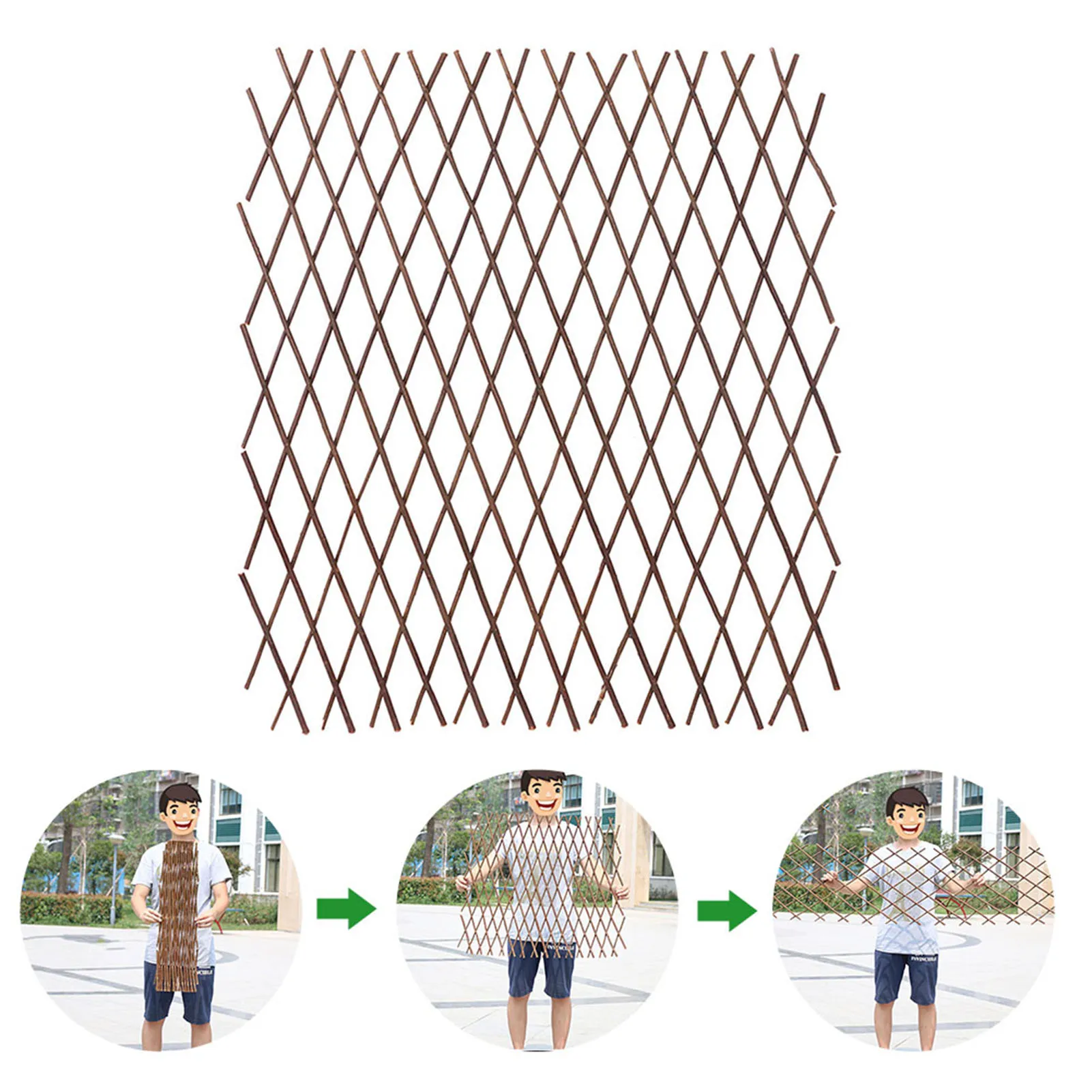 

S/M Retractable Wooden Fence Durable Plant Climbing Frame Trellis Handmade Natural Retro Flower Decoration Stand