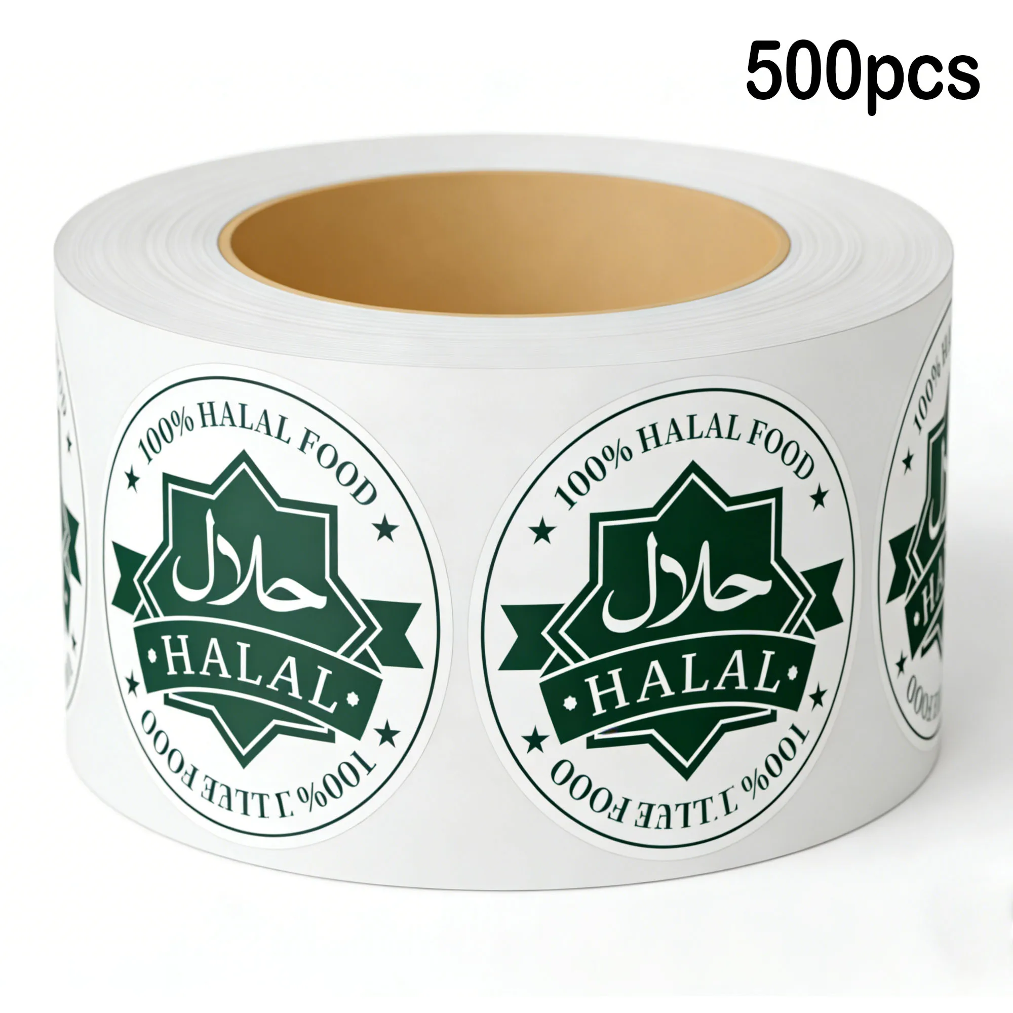 1.5 inch 500 PCS Halal Food Label Circle Label Halal Identification Waterproof Removable Stickers