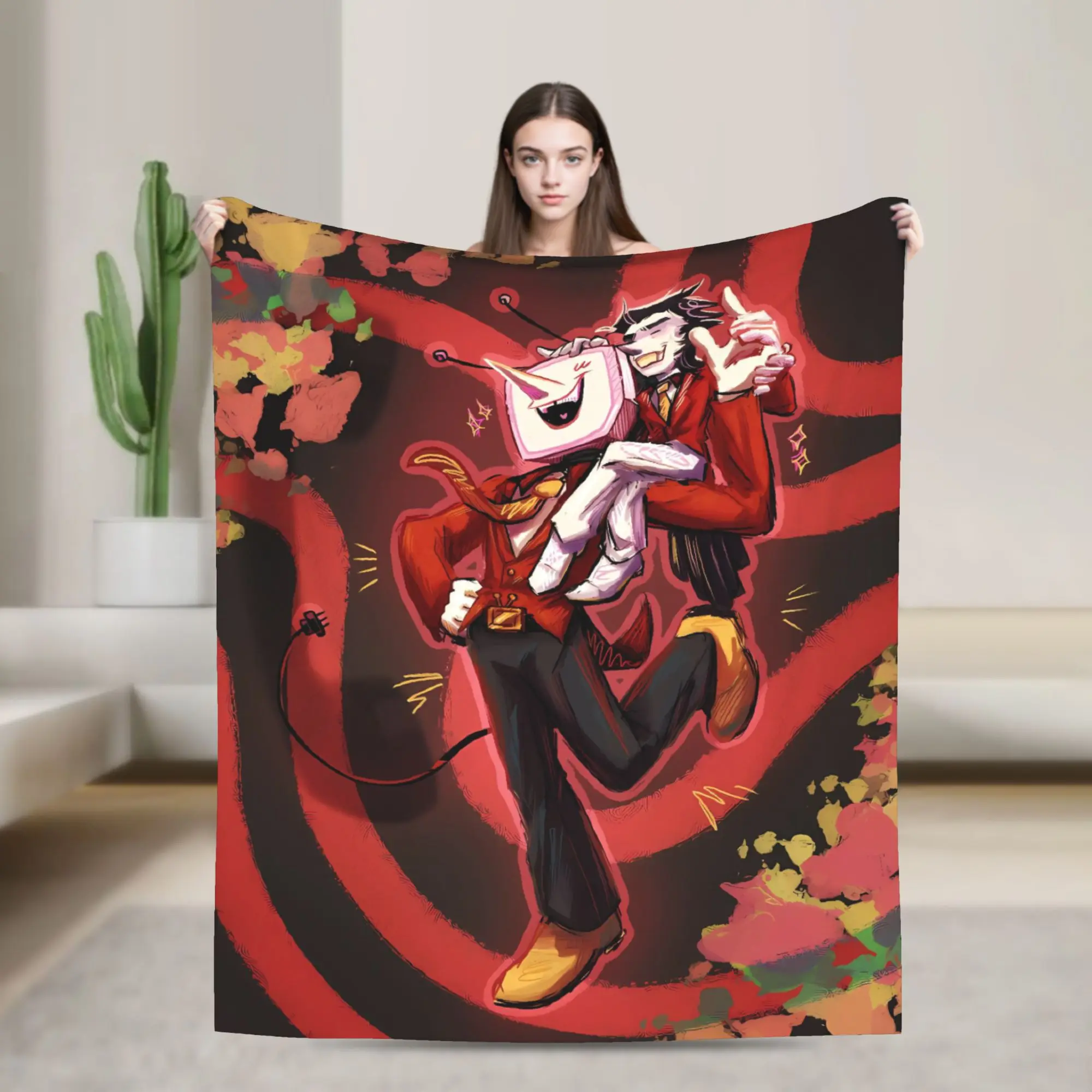 Soft Blanket Picnic spamton and tenna child of divorce Deltarune Game Throw Blanket  Flannel Bedspread For Bedroom Bed Cover