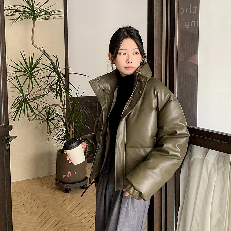 Women Parka Jacket Coat Long Sleeve Thicken Overcoat Harajuku Korean Warm Turtleneck Padded Jacket Vintage Winter 2024 Clothing