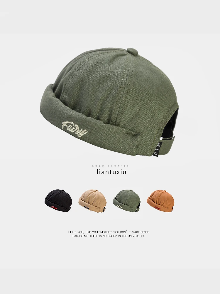 

Hat Skullcap Yupi Landlord Hip Hop Hat Brimless Watermelon Women's Thin Korean Retro Hooligans Fashion Brand Summer Men