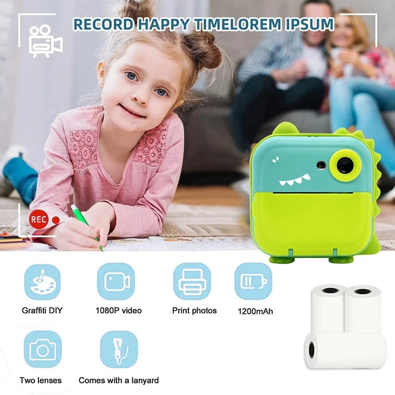 M16K-2.4Inch Kids Instant Camera Print Picture HD Digital Camera Children Toy Toys Video Record Thermal Paper