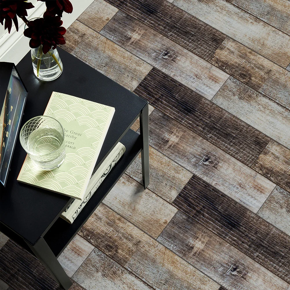 5 roll 20x300cm PVC Wood Grain Floor Stickers Thickened Self-Adhesive Waterproof Wall Stickers Peel and Stick Floor Wallpaper
