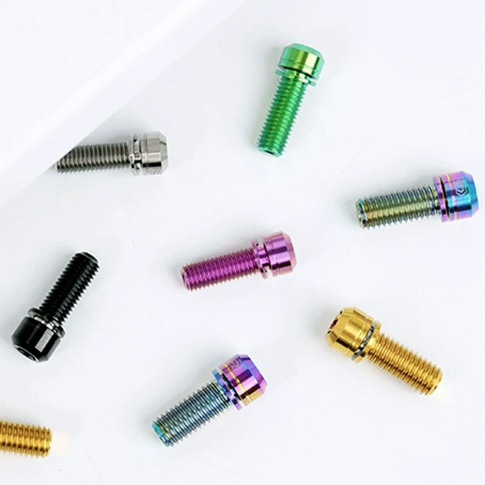 1 PC Verschiedene Farbe M6 x10 12 14 17 19 25 30 35 40 55mm GR5 Titan Legierung T30 Torx kappe Kopf Mit Unterlegscheibe Bolzen Schraube Für Fahrrad DIY – Detail 4