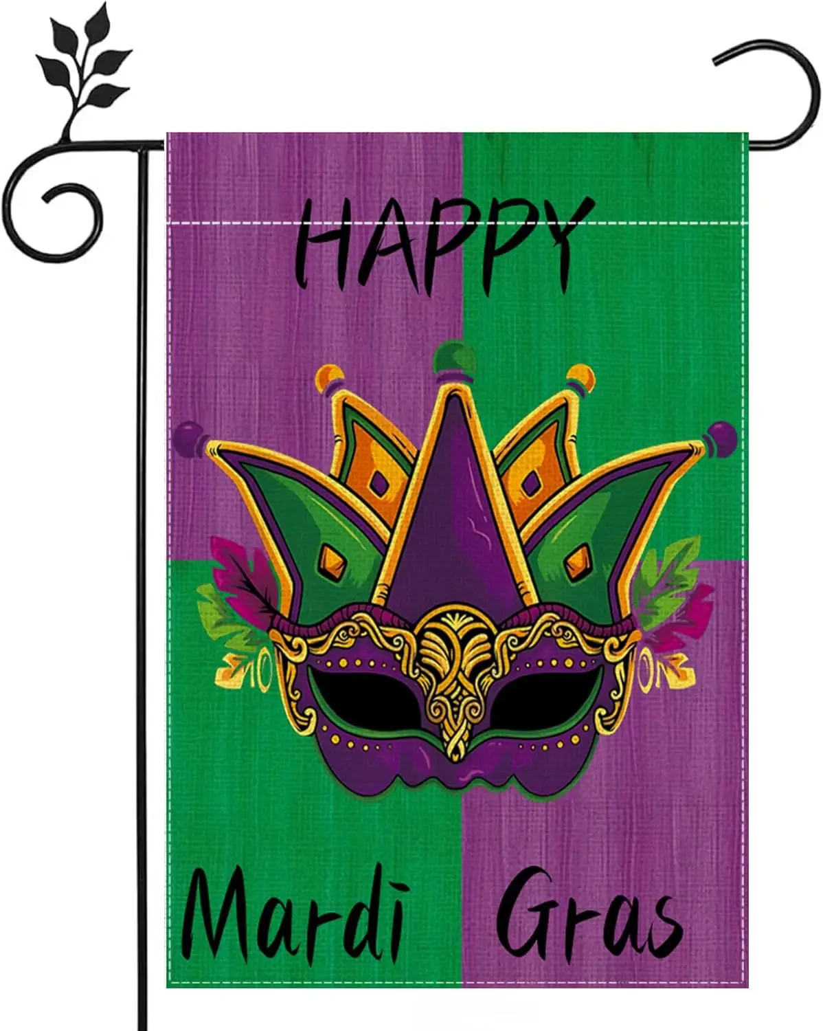 Happy Mardi Gras Mask Garden Flag 12x18 Inch Double Sided Burlap Home Outdoor Decoration Carnival Holiday Party Yard Garden  EEZ