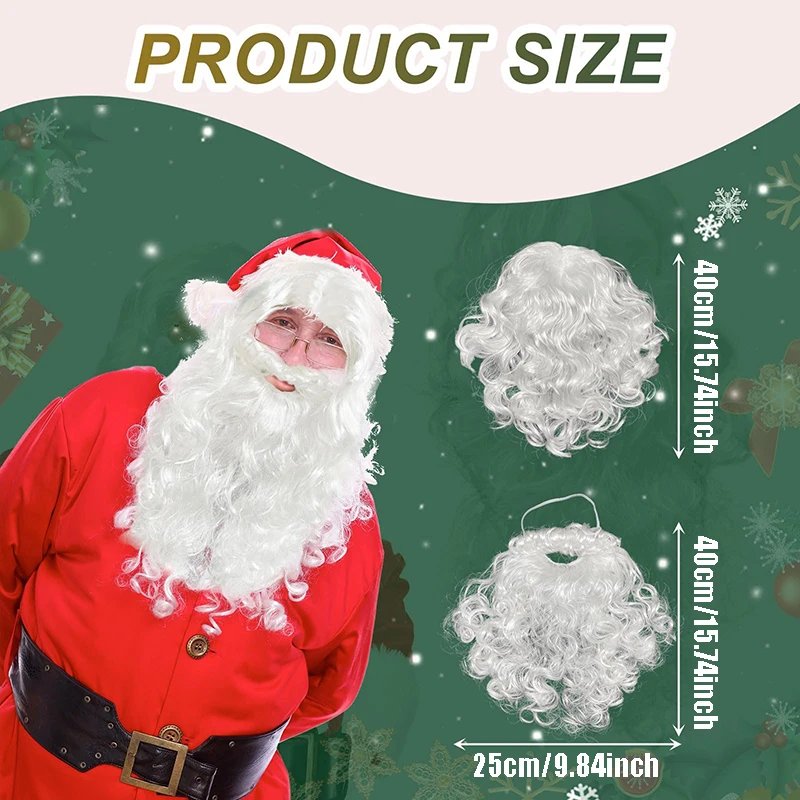 Conjunto de peruca e barba realista de Papai Noel, kit de acessórios de cosplay para homens, perfeito para fantasias de Natal e festas de fim de ano, 1 peça