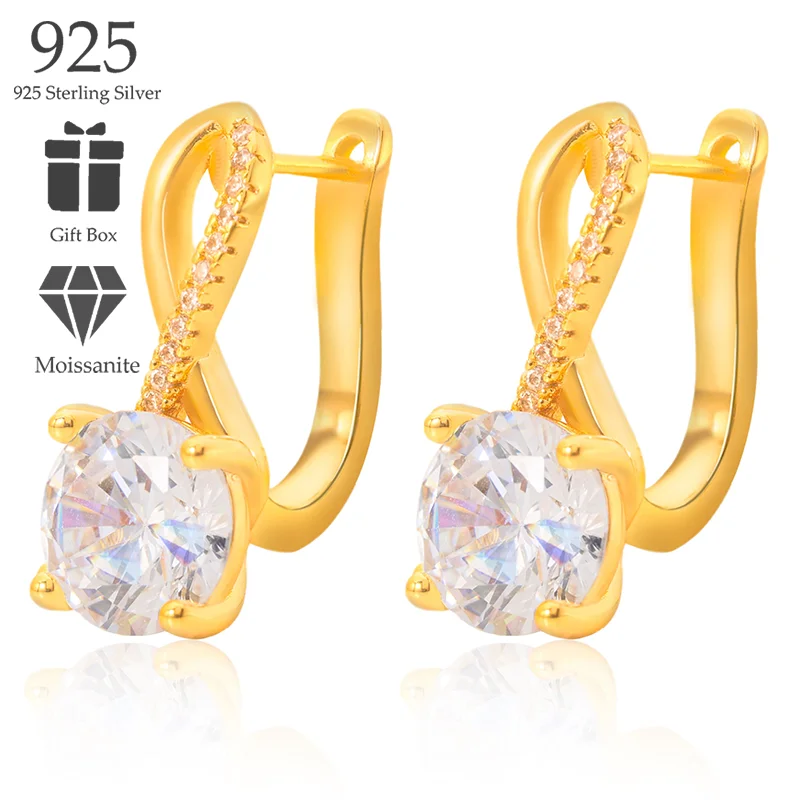 

925 Silver, Infinity Moissanite Earrings, Women's Earrings, Precision Crafted 18k Gold Plated 925 Silver Silver Grammage: 5g Mai