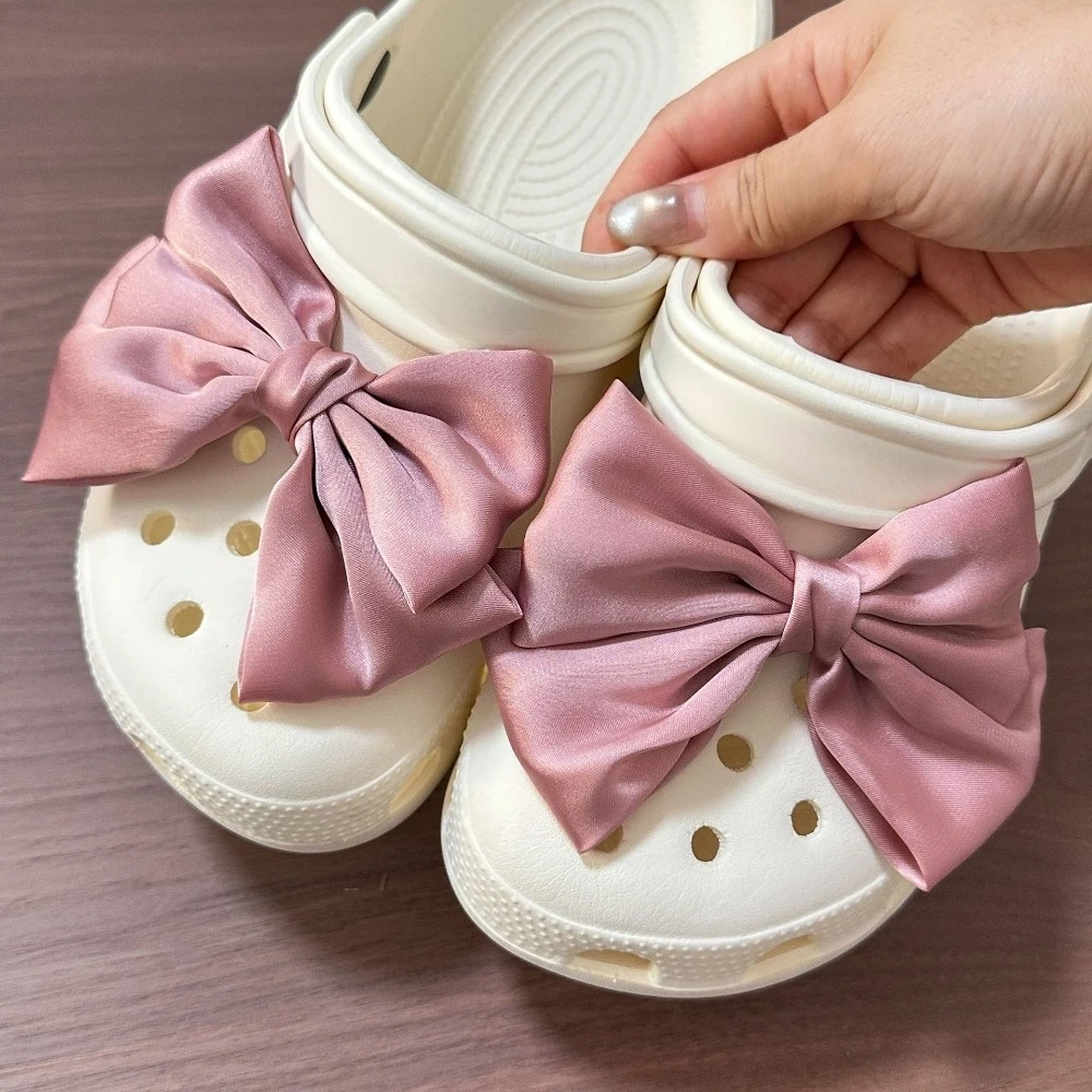 2pcs Cloth Butterfly Bow Shoes Charm Butterfly Shoes Accessories for Girls Hole Shoes DIY Gift image 4