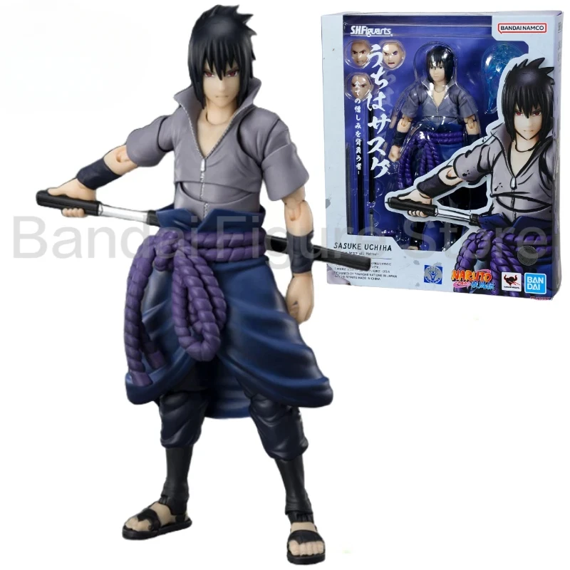 Original Bandai S.H.Figuarts SHF Naruto Uchiha Sasuke He Who Bears All Hatred Anime Action Figure Toy Gift Model Collection