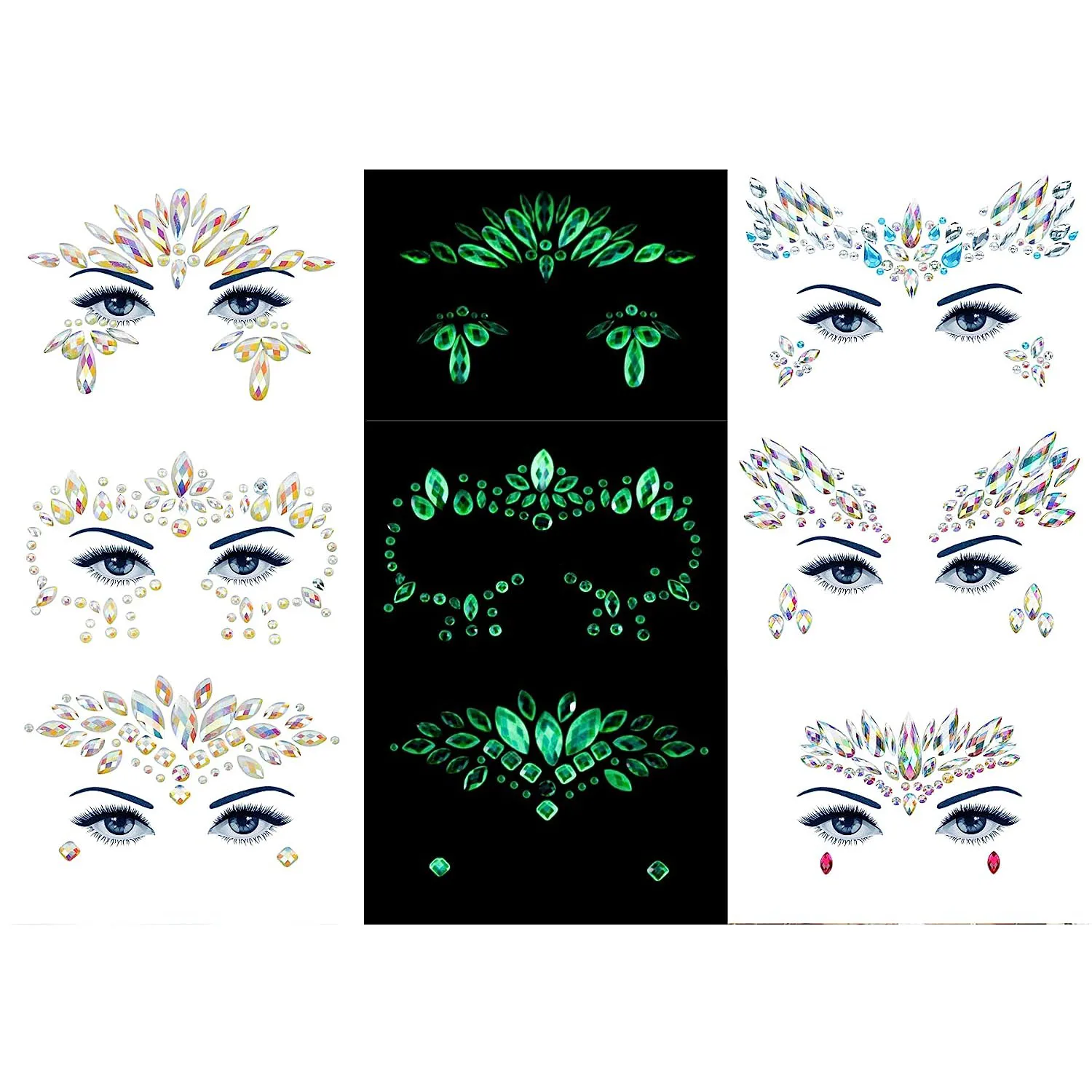 

Face Gems-Face Jewels Stick On Rhinestones Stickers Chunky Glitter, Gemstones Temporary Tattoo Gifts for Women