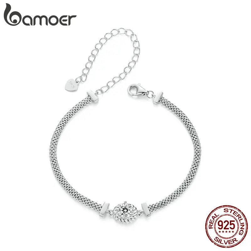 

Bamoer Sterling Silver 0.5ct Moissanite Weaved Bracelet 100% 925 Sterling Silver Bracelet Fine Wedding Jewelry For Women Gift