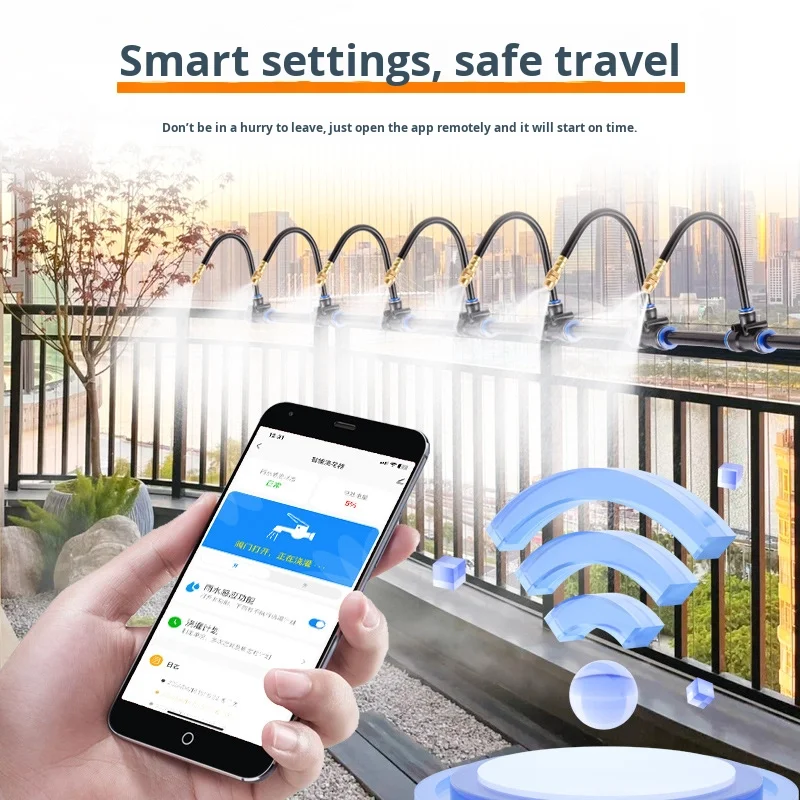 

WiFi Remote Control Solar Powered Automatic Flower Watering Device Universal Adjustable Plastic Atomizing Sprinkler for Garden