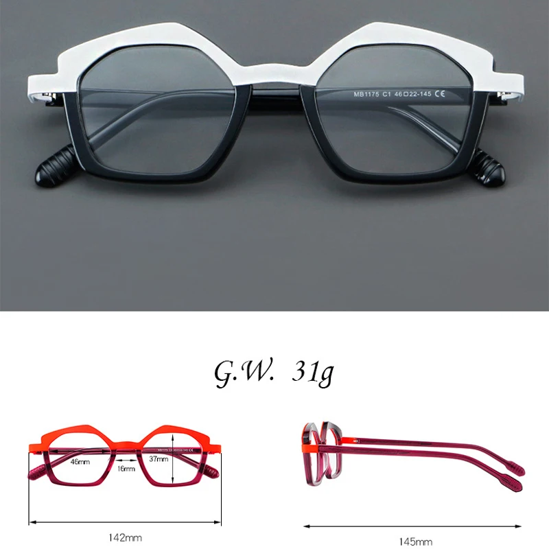 VCKA Vintage Acetate Myopia Men Eyeglasses Fashion Frame Optical Prescription Women Glasses Custom Luxury Eyewear -0.50 to -6.0