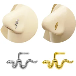 1Pc Stainless Steel L Shape Nose Bone Stud Women Snake Design Nose Ring Labret Lip Ring Nose Piercing Body Jewelry