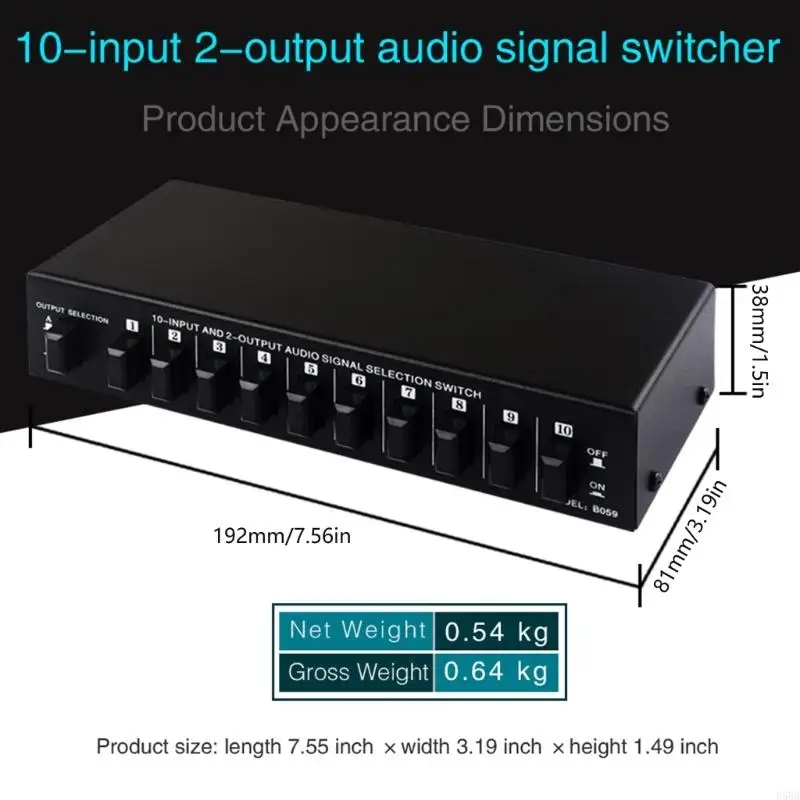 D5BB Conveniente Selección señal fuente sonido Splectaters 10 Entrada 2 SALIDA PASSIVO SEÑAL SONIDO CAJA CAJA