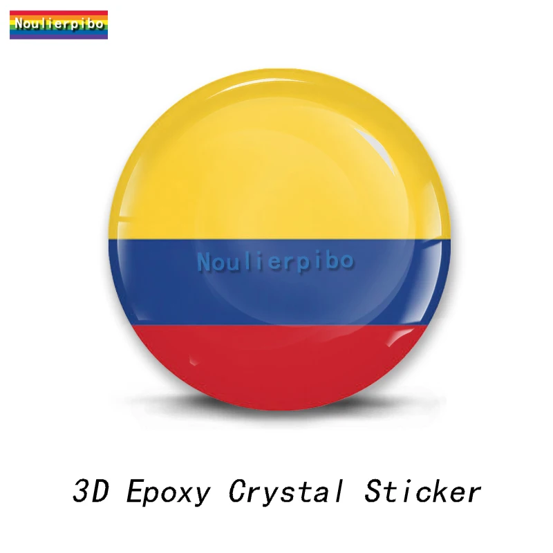 3D Epoxy Car Dome Sticker Colombia Flag National Emblem Map Car Window Bumper Motorcycle Helmet Cell Phone Vinyl Decal