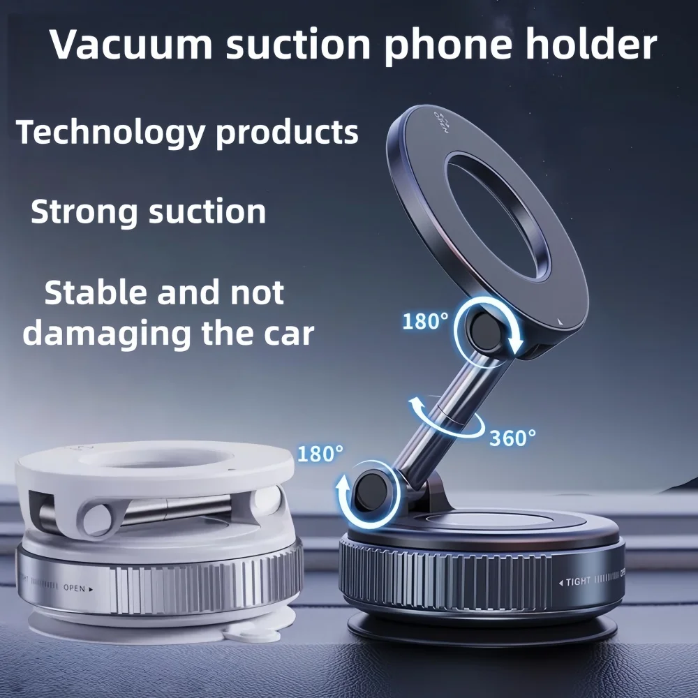 Soporte para teléfono con succión al vacío montado en el coche, plegable y giratorio, fuerte succión, adecuado para transmisión en vivo móvil, navegación,