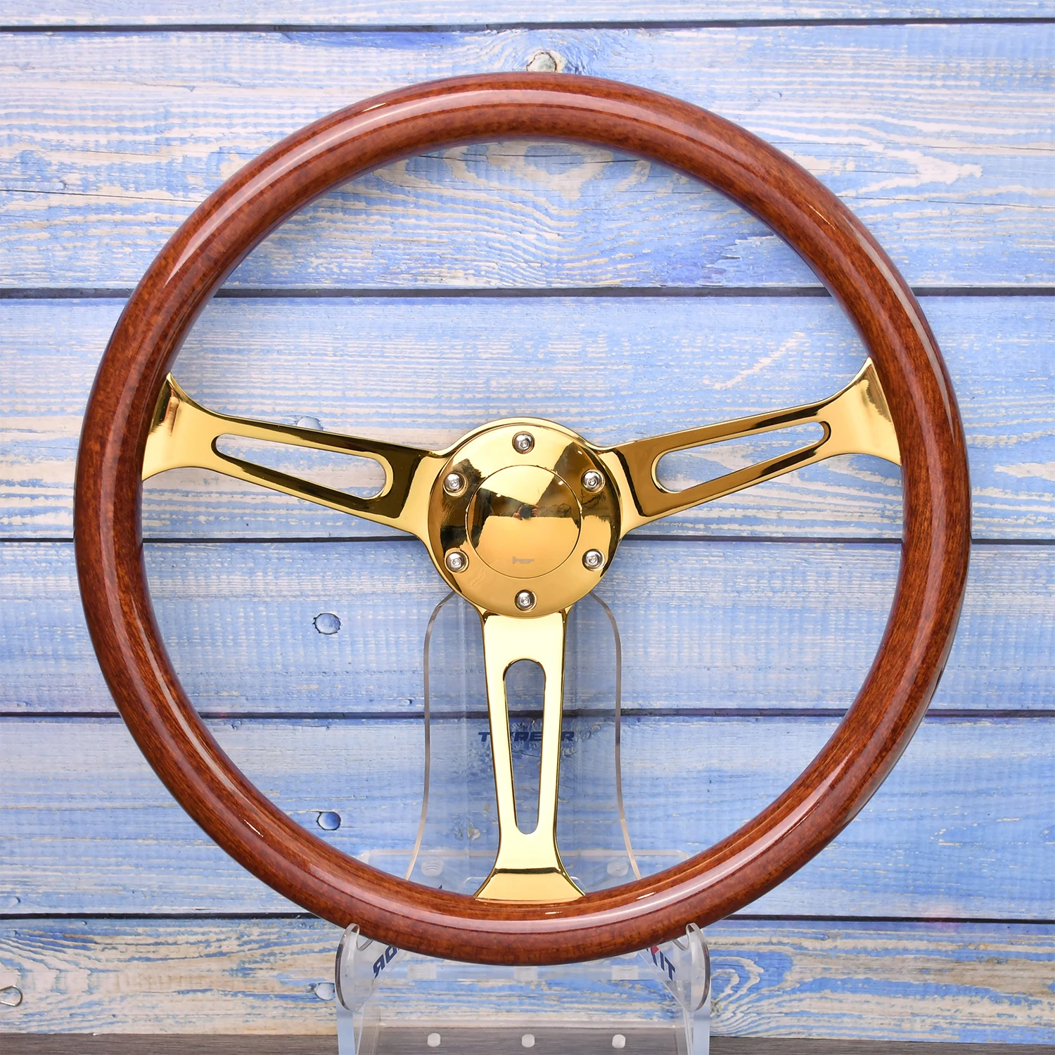 

TIYPEOR Customized Golden Bracket Retro And Luxurious Car Steering Wheel High-Quality Personalized Concave Car Modification