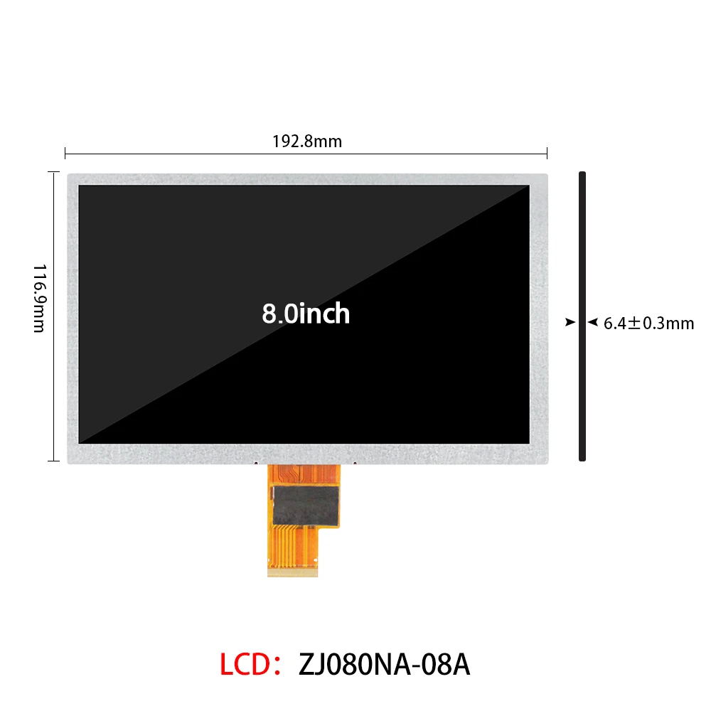 8 Inch Four-wire Touch Screen LVDS TFT LCD Panel 1024x600 Resolution ZJ080NA-08A SRGB FHD Display