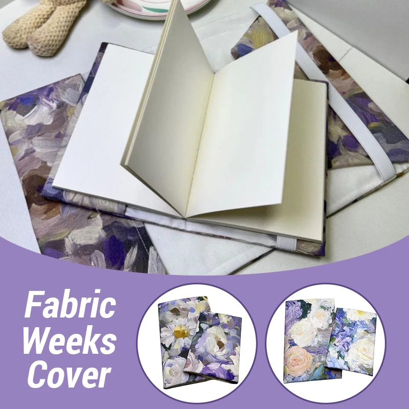 A4/A5/A6/B5 Retro Oil Painting Fabric Book Cover Floral Handmade Cloth Novels Notebook Protector Case Ledger Textbook Decoration