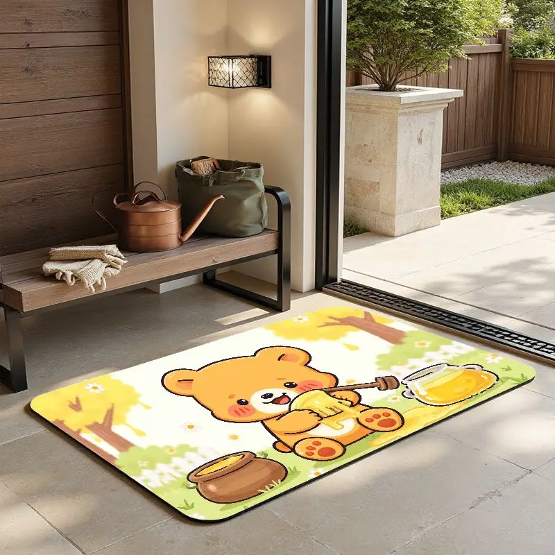 

MatMuse Cute Bear Eating Honey Soft Diatomaceous Earth Mat Floor mats Easy Care Washable Entrance Non-Slip Doormat Fashion Mat
