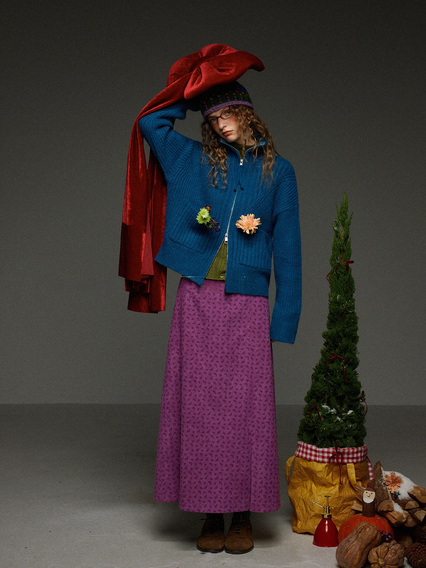 

TNIT Retro Collar Thiened Double Zipper ket Knitted Sweater Coat Women Winter Loose Warm Open Cardigan Long Sve Regul...